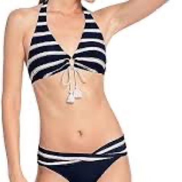 NWT Robin Piccone Abi Navy Twist Bikini Bottoms Sz S - Picture 3 of 9